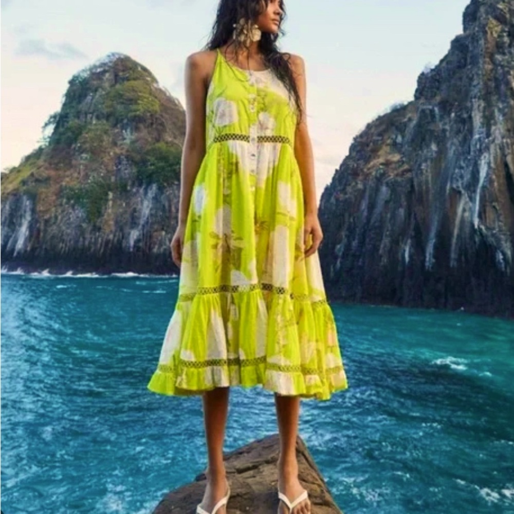 Nwt FARM RiO neon garden halter midi